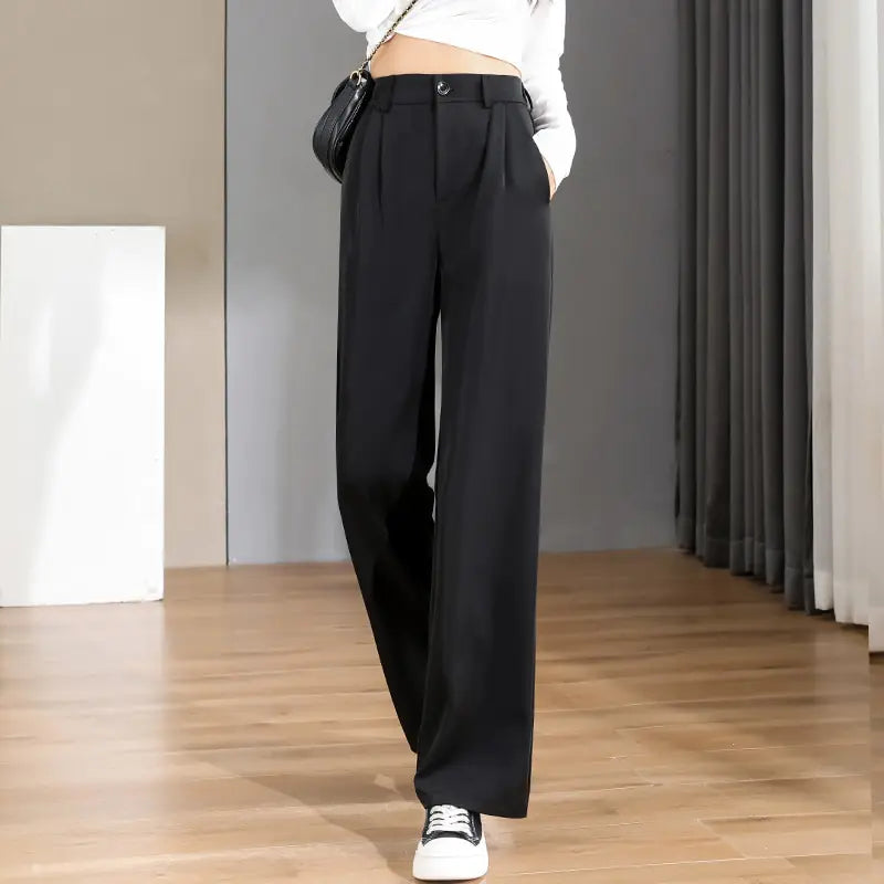 Pantalon droit taille haute vintage chic pour femme