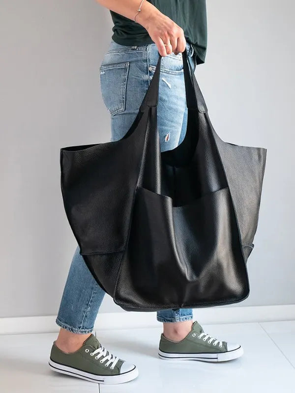 Sac fourre-tout en cuir PU élégant - Grande capacité et style multiple 