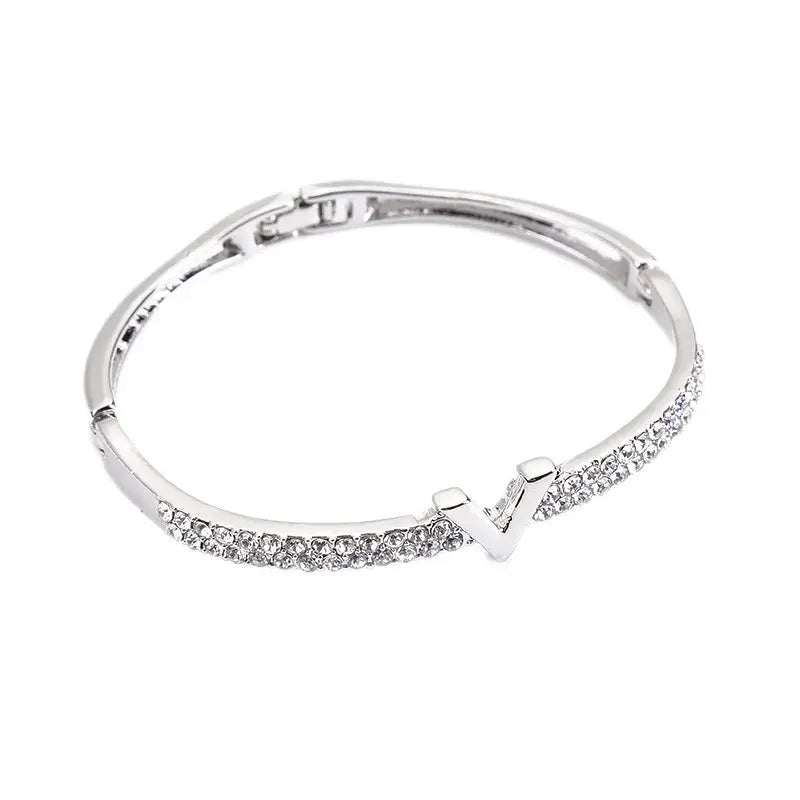 Geometric Nail Bracelet with Zircon Rhinestones