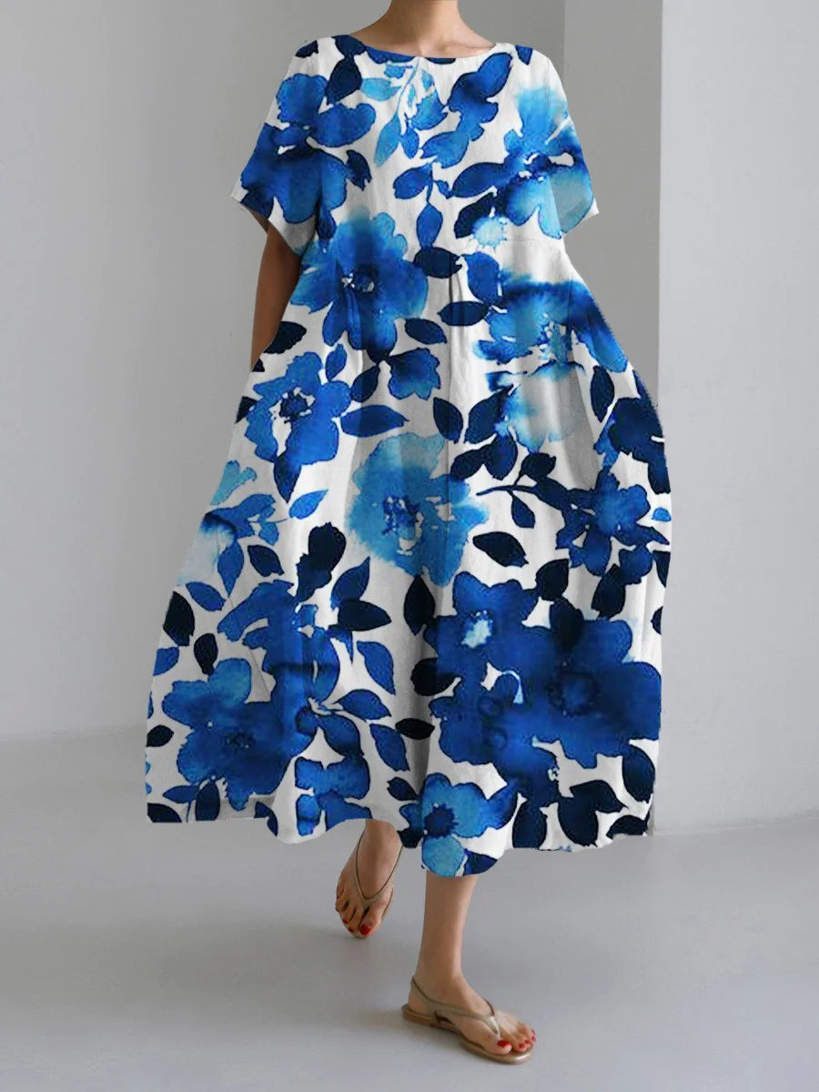 Robe longue rétro géométrique - Décontractée et élégante