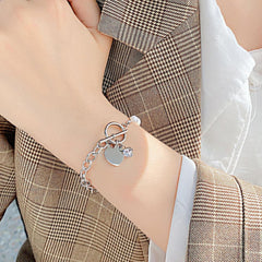 Elegant Freshwater Pearl & Zircon Heart Bracelet
