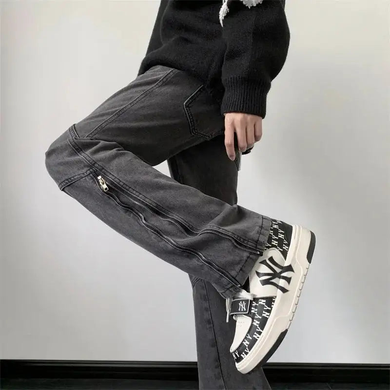 Chic Wide Zipper Jeans for Everyday Comfort & Style