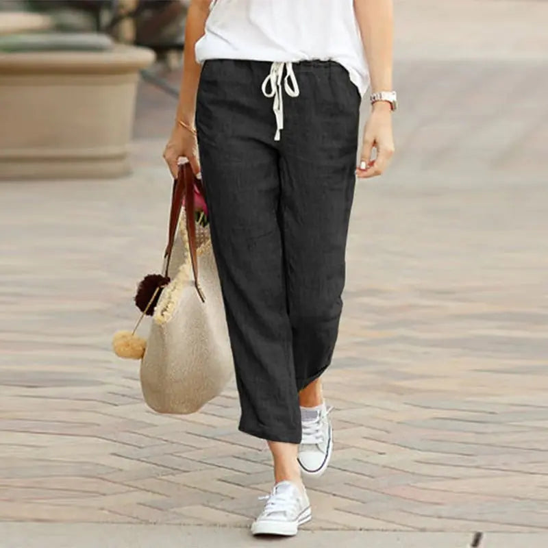 Elegant Drawstring Elastic Waist Pants
