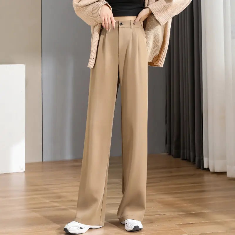 Pantalon droit taille haute vintage chic pour femme