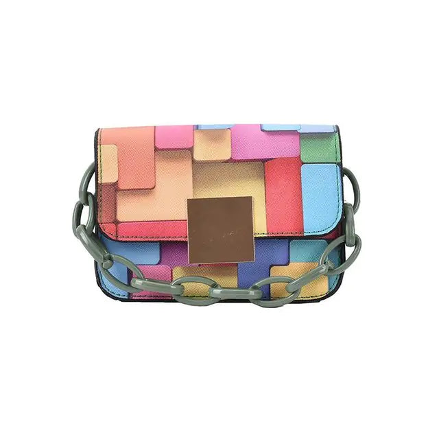 Colorful Paneled Fashion Shoulder Bag