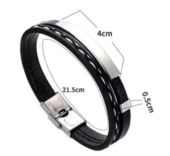 Elegant Leather Woven Bracelet - Unisex Style