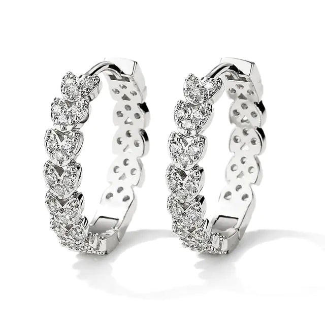 Elegant Gold-Plated Zircon Cross X Hoop Earrings