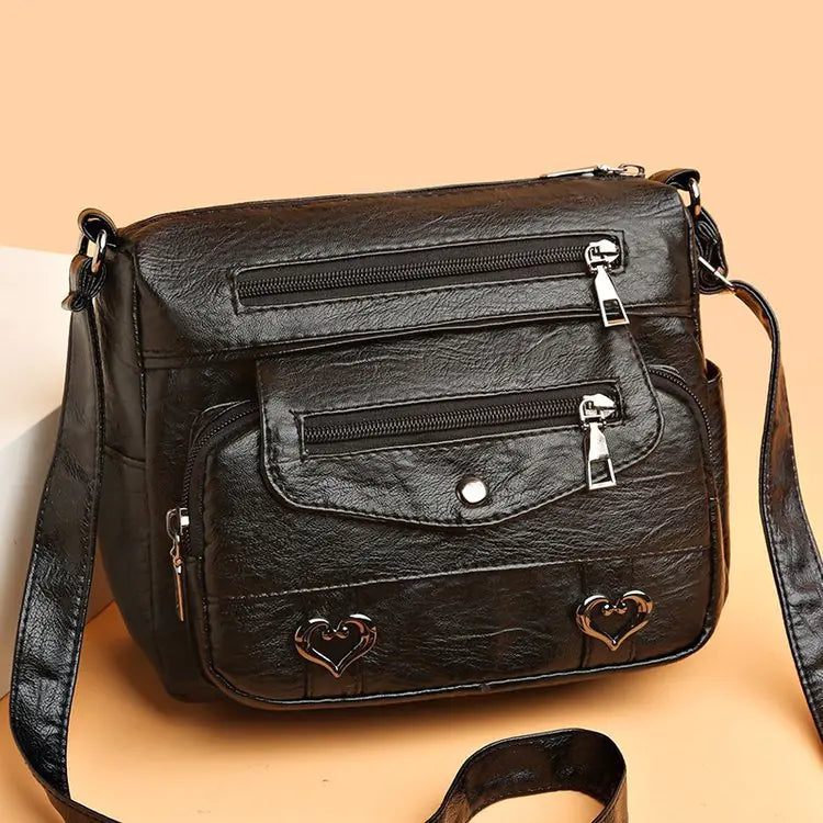 Sac à bandoulière chic et vintage en cuir PU pour femme