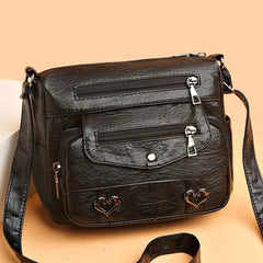 Sac à bandoulière chic et vintage en cuir PU pour femme