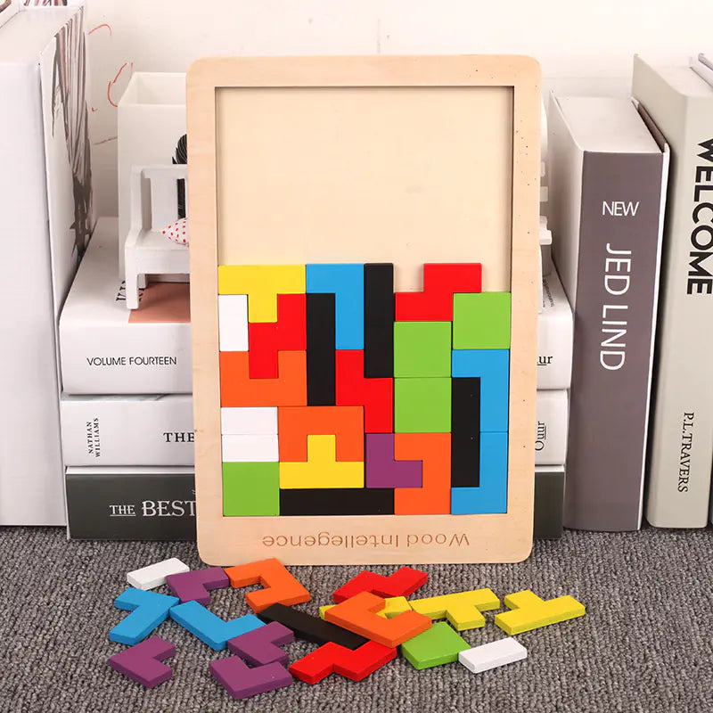 Jeu de puzzle en bois Tetris pour enfants de 3 à 9 ans. 