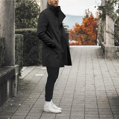 Trench-coat mi-long à col montant pour homme