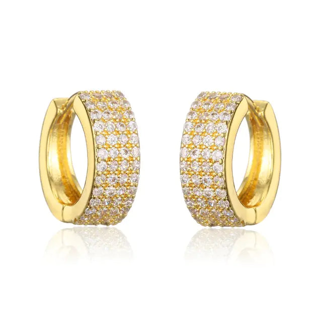 Elegant Gold-Plated Zircon Cross X Hoop Earrings