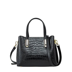 Elegant Leather Shoulder Bag for Women - Crocodile Pattern