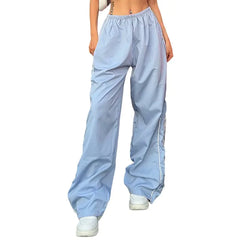 Low-Rise Baggy Cargo Pants with Elastic Drawstring
