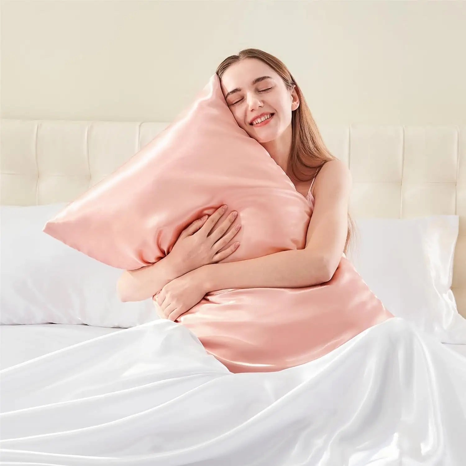 Lot de 2 taies d'oreiller de luxe en satin de soie