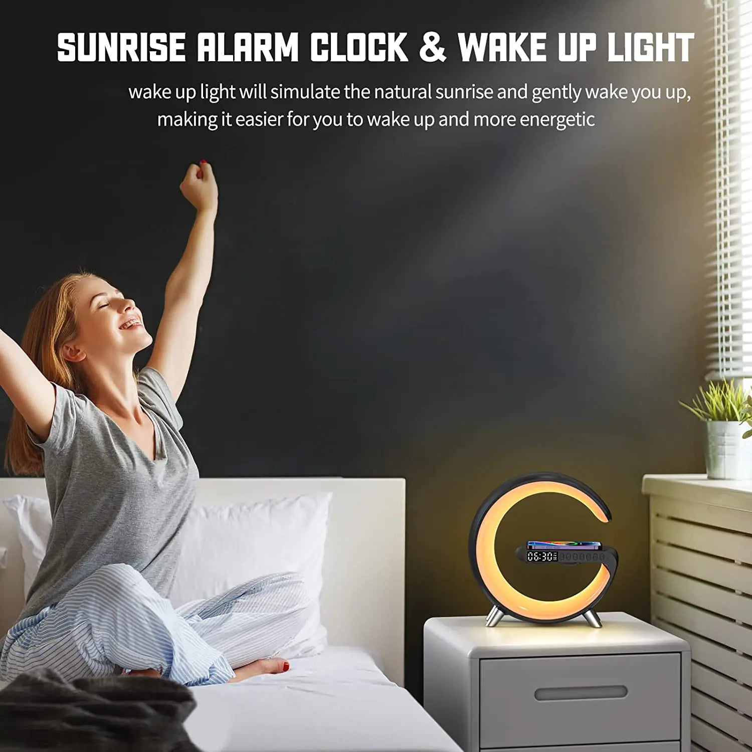 Multifunctional Wireless Charger & Alarm Clock with Bluetooth Speaker