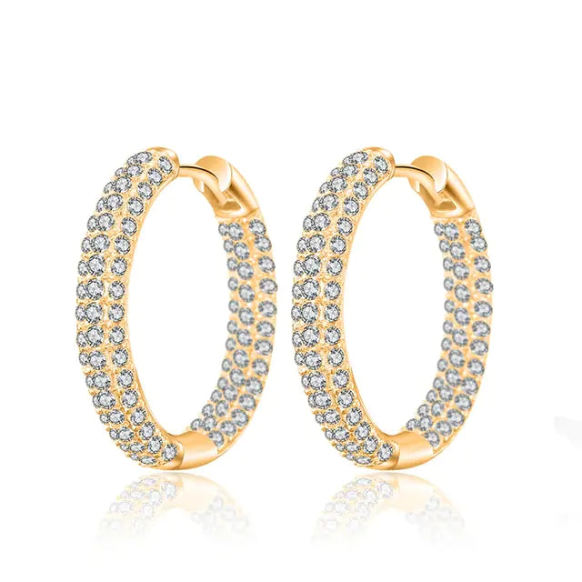 Elegant Gold-Plated Zircon Cross X Hoop Earrings