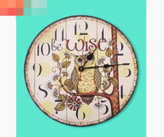 Vintage Owl Wall Clock - Rustic European Décor