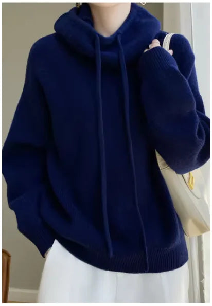 Chic Australian Wool Hooded Sweater for Women - Cozy & Stylish