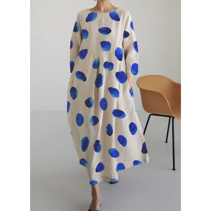 Robe longue rétro géométrique - Décontractée et élégante
