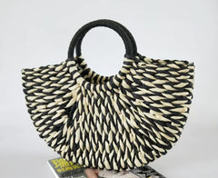 Rattan Woven Half-Round Tote Bag