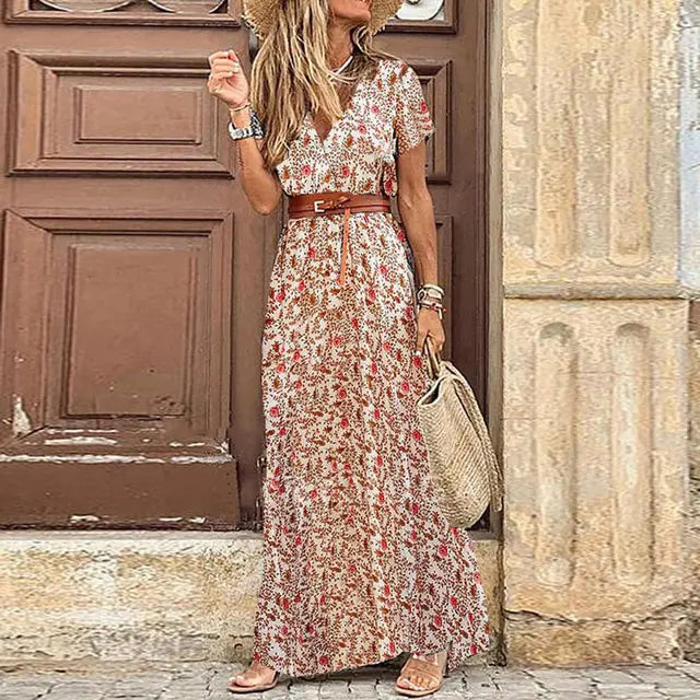 Robe longue oversize bohème printanière - Style fluide et dynamique