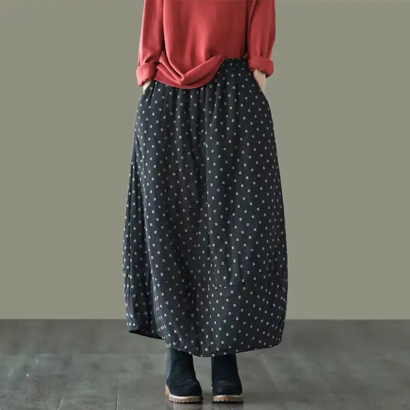 Chic Plus Size Elastic Waist Skirt with Polka Dots