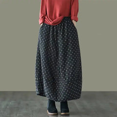 Chic Plus Size Elastic Waist Skirt with Polka Dots