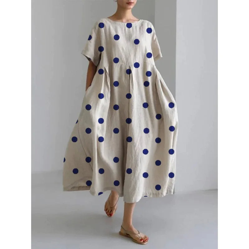 Robe longue rétro géométrique - Décontractée et élégante