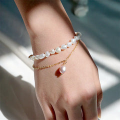 Elegant Double-Layer Baroque Pearl Bracelet for Women
