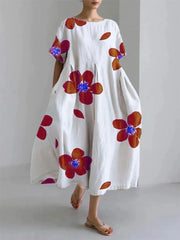 Robe longue rétro géométrique - Décontractée et élégante