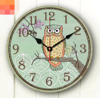 Vintage Owl Wall Clock - Rustic European Décor