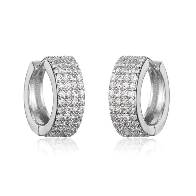 Elegant Gold-Plated Zircon Cross X Hoop Earrings