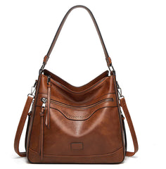Elegant Multi-Pocket Leather Tote Bag for Women