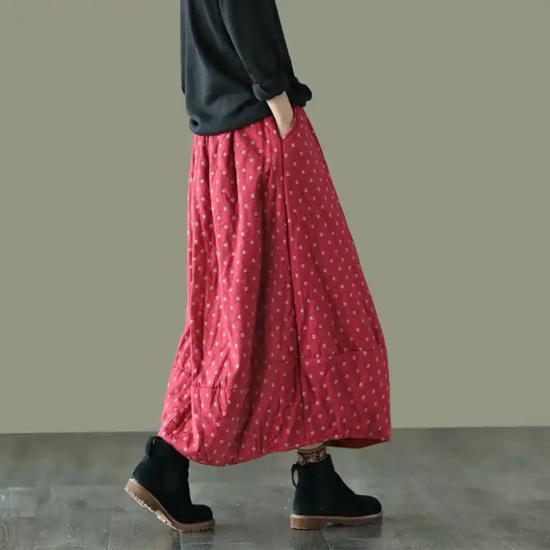 Chic Plus Size Elastic Waist Skirt with Polka Dots