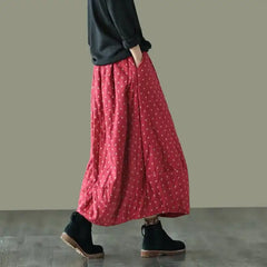 Chic Plus Size Elastic Waist Skirt with Polka Dots