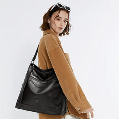 Elegant Multi-Pocket Leather Tote Bag for Women