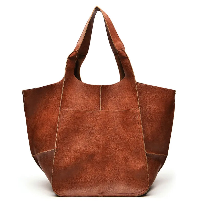Sac fourre-tout en cuir PU élégant - Grande capacité et style multiple 