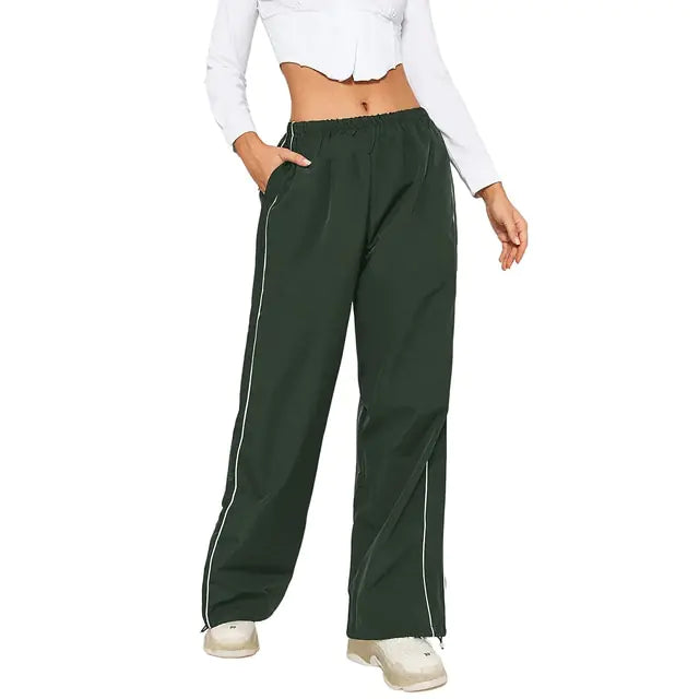 Low-Rise Baggy Cargo Pants with Elastic Drawstring
