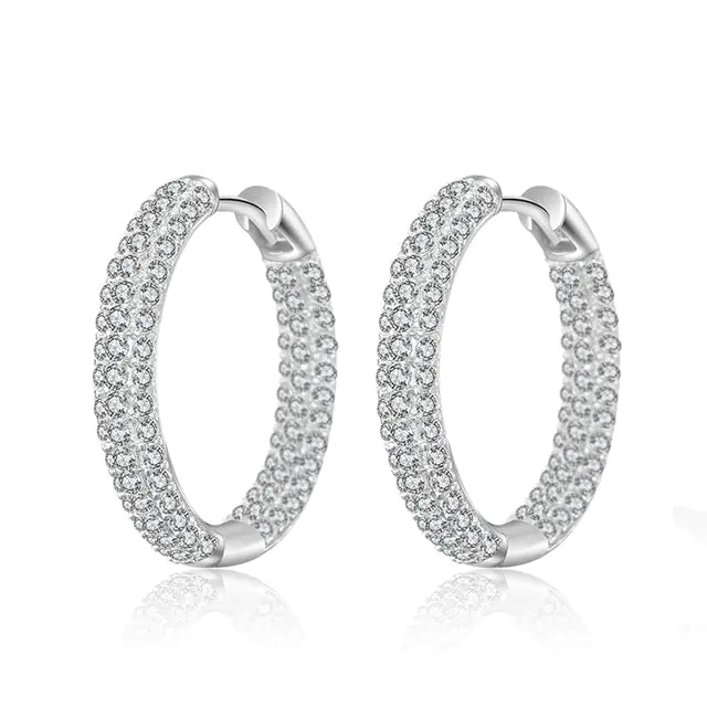 Elegant Gold-Plated Zircon Cross X Hoop Earrings