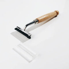 Vintage Wooden Safety Razor - Classic Manual Shaving Tool