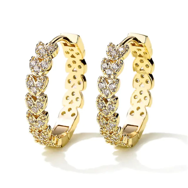 Elegant Gold-Plated Zircon Cross X Hoop Earrings