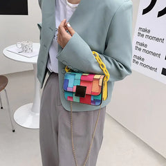 Colorful Paneled Fashion Shoulder Bag