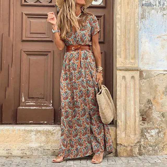 Robe longue oversize bohème printanière - Style fluide et dynamique